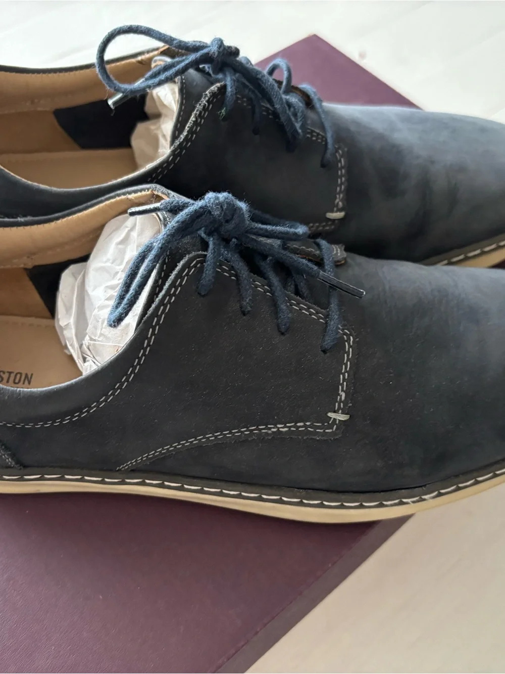 Johnston & Murphy Boys Navy Suede Lace-Up Dress Shoes